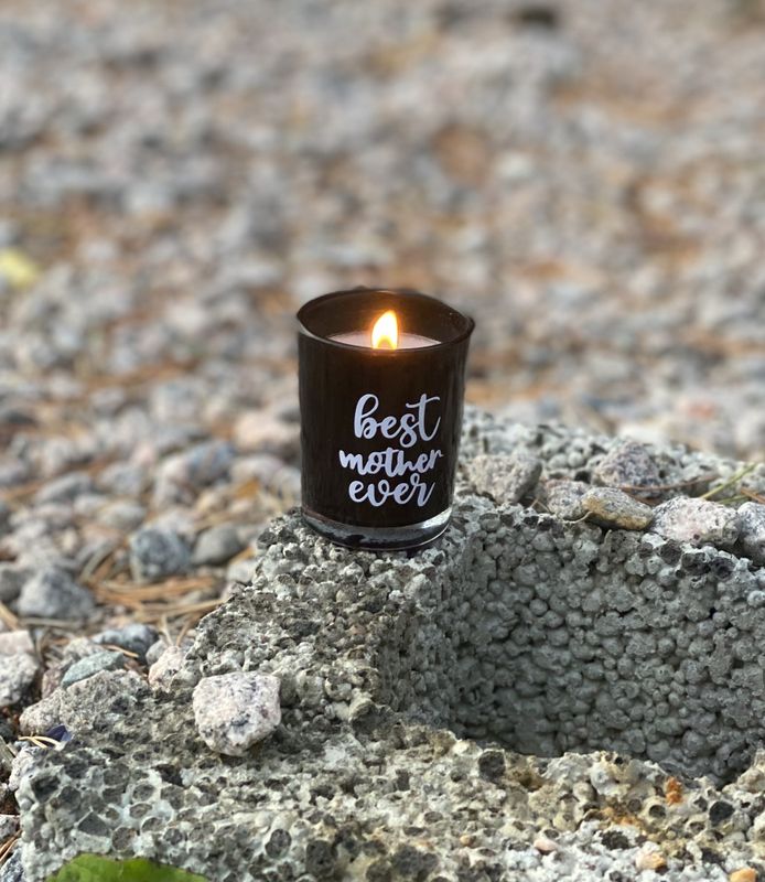 Svart Duftlys med egen tekst