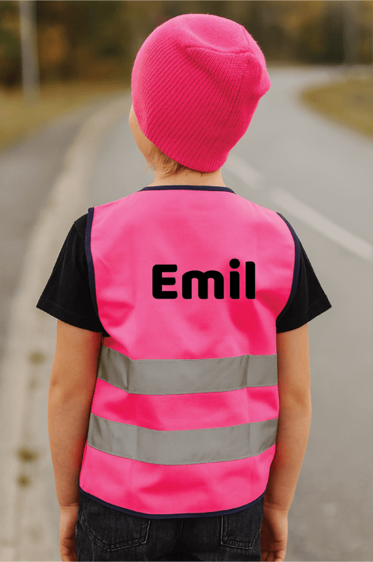 Refleksvest med navn flere farger
