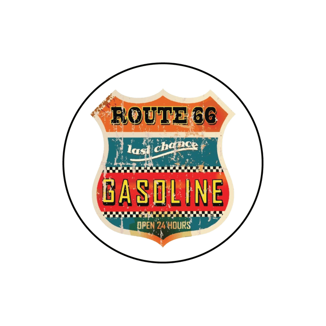 Hovedbilde Route 66 Gas Rund Glassbrikke