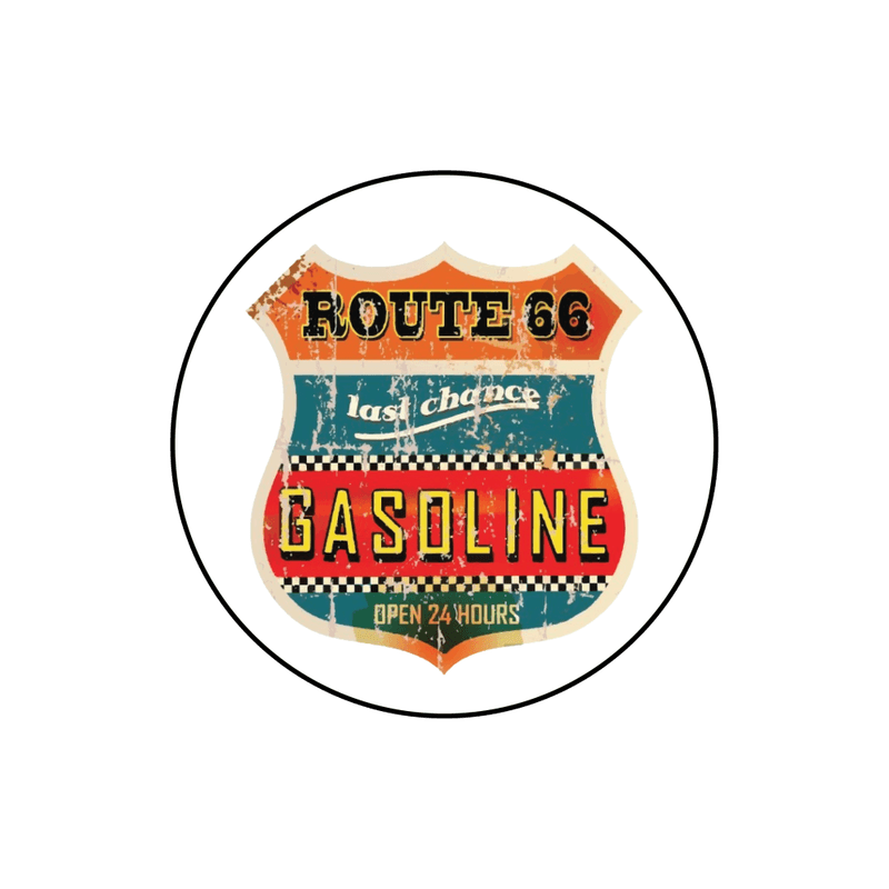 Route 66 Gas Rund Glassbrikke